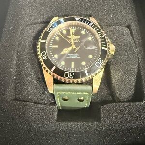 Invicta Pro Diver Men's Watch - 43mm, Dark Green (22075)- Genuine Leather